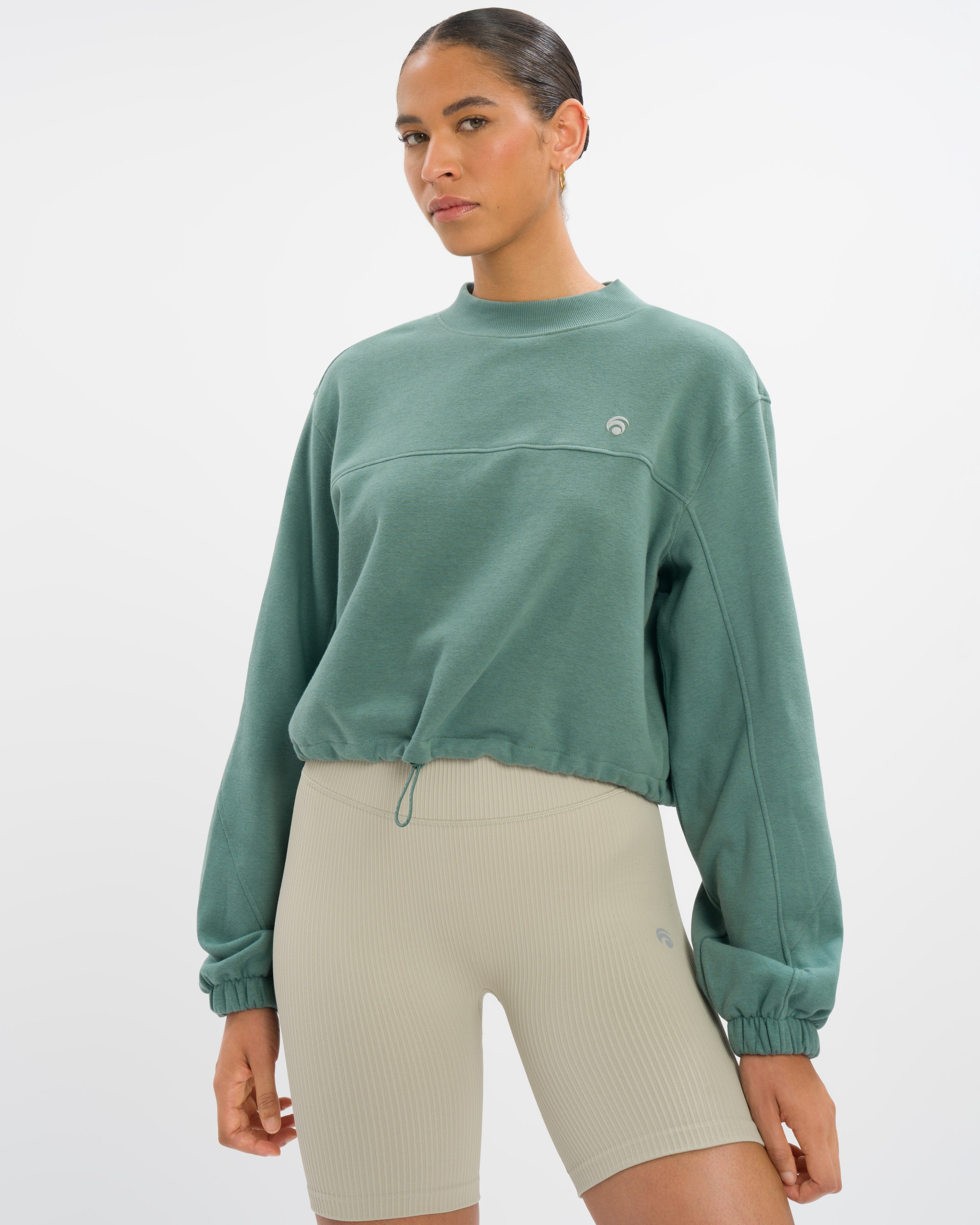 Green cropped sweater best sale