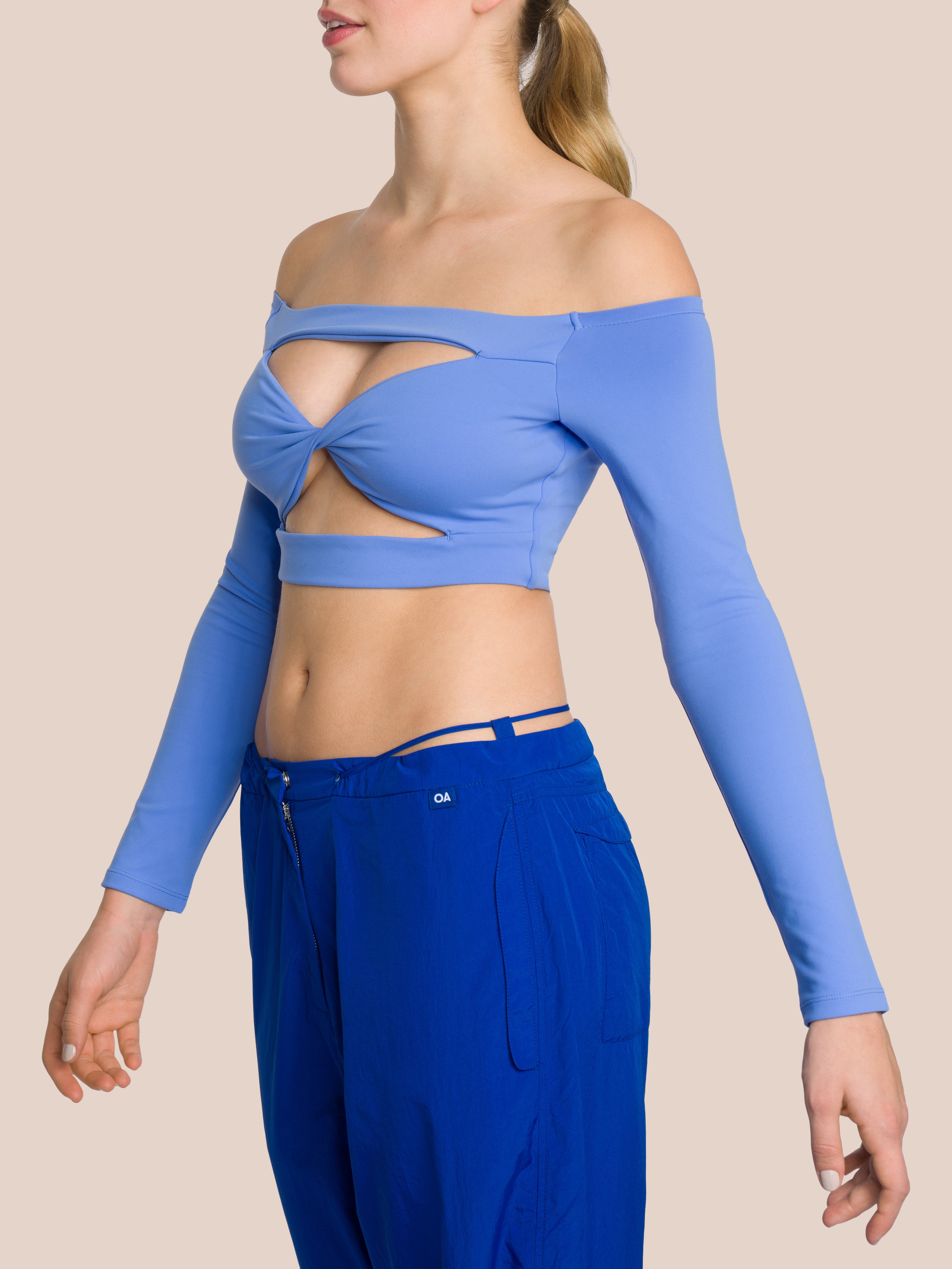 Three-Piece Cut Out Shirt Set Deluxe - Bay Blue & Soft Bay Blue