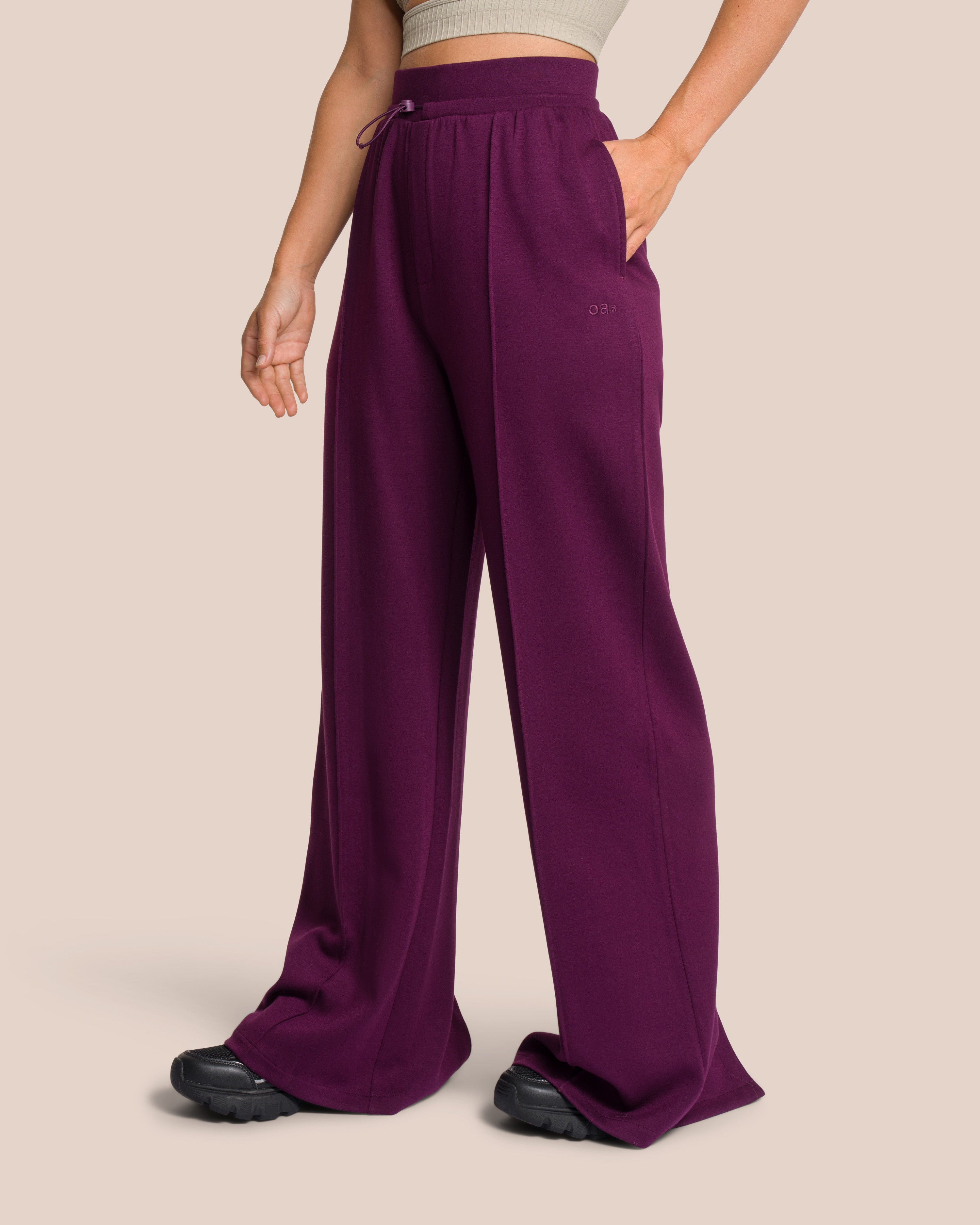 Elodie Asymmetric Wide Leg Set - Shadow Lilac & Tan