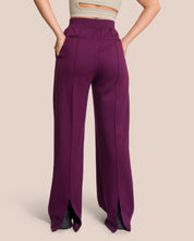 Elodie Asymmetric Wide Leg Set - Shadow Lilac & Tan