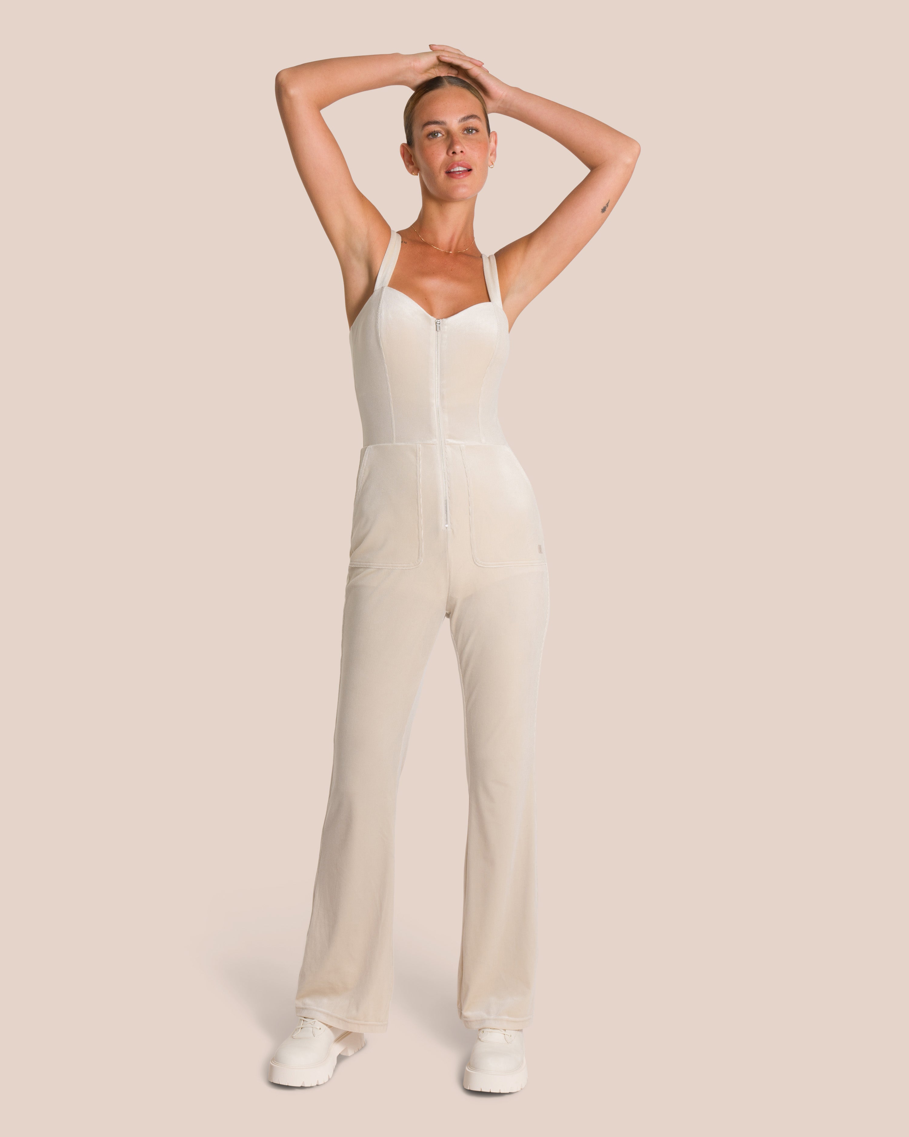 All white jumpsuit petite best sale