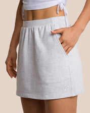 Brooke Mini Skirt Set Deluxe - Light Grey Melange & White